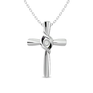 Diamond 1/50 Ct.tw Cross Pendant in Sterling Silver
