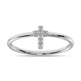 Diamond 1/20 Ct.tw Round Cut Cross Ring in 10K White Gold