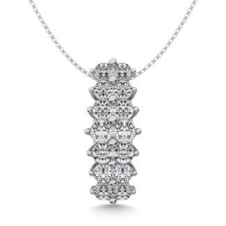Diamond 1 1/2 Ct.tw Round Cut Pyramid Pendant in 14K White Gold