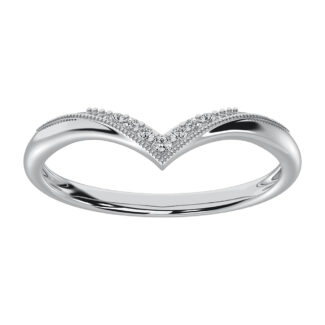 10K White Gold 1/20 Ct.Tw. Diamond Chevron Band