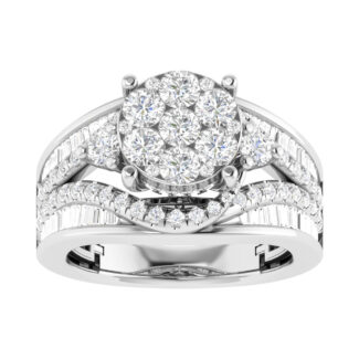 Diamond 2 Ct.Tw. Cluster Engagement Ring in 14K White Gold