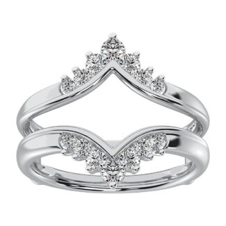 14K White Gold 1/2 Ct.Tw. Diamond Chevron Guard Ring
