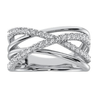 14K White Gold 1/2 Ct.Tw. Diamond Crossover Ring