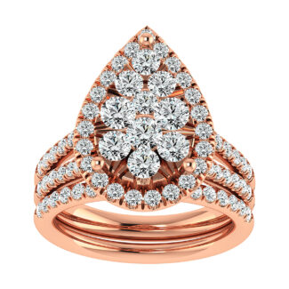 Diamond 2 1/4 Ct.Tw. Pear Shape Bridal Ring in 14K Rose Gold