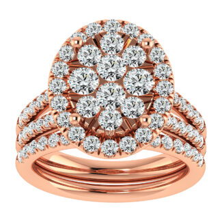Diamond 2 1/4 Ct.Tw. Oval Shape Bridal Ring in 14K Rose Gold