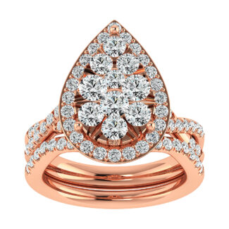 Diamond 2 1/4 Ct.Tw. Pear Shape Bridal Ring in 14K Rose Gold