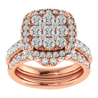 Diamond 3 1/4 Ct.Tw. Square Shape Bridal Ring in 14K Rose Gold
