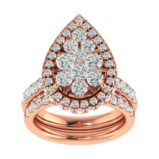 Diamond 3 1/2 Ct.Tw. Pear Shape Bridal Ring in 14K Rose Gold