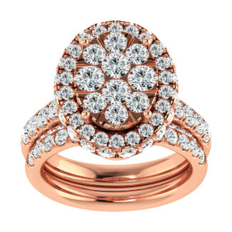 Diamond 3 3/4 Ct.Tw. Oval Shape Bridal Ring in 14K Rose Gold