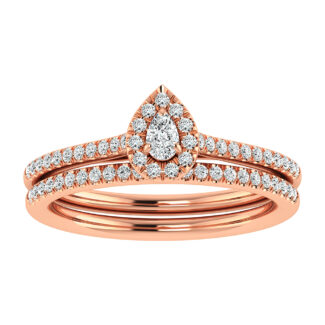 Pear and Round Diamond 3/8 Ct.Tw. Bridal Ring in 10K Rose Gold