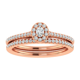 Oval and Round Diamond 3/8 Ct.Tw. Bridal Ring in 10K Rose Gold