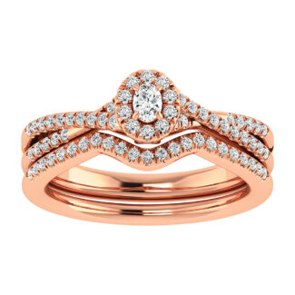 Oval and Round Diamond 1/2 Ct.Tw. Bridal Ring in 10K Rose Gold