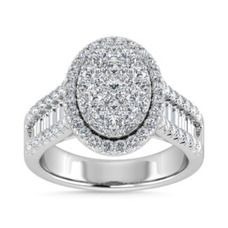 Diamond 2 Ct.Tw. Round and Tapper Engagement Ring in 14K White Gold