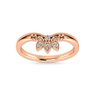 14K Rose Gold Diamond 1/20 Ct.Tw. Chevron Band