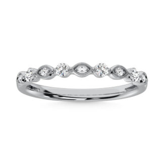 14K White Gold Diamond  1/5 Ct.Tw. Stack Band