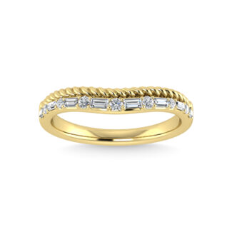 14K Two Tone Diamond 1/5 Ct.Tw. Curve Band