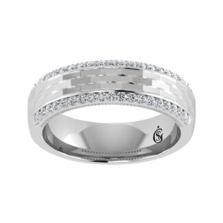 14K White Gold Diamond 1/2.Ct. Tw. Men�s Machine Band