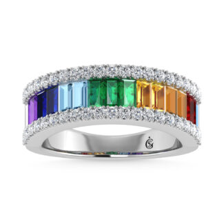 14K White Gold Diamond 2 3/4 Ct. Tw. Straight Baguette Rainbow Band