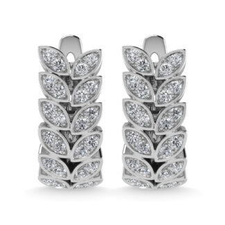 14K White Gold Diamond 1/2 Ct.Tw. Hoop Earrings
