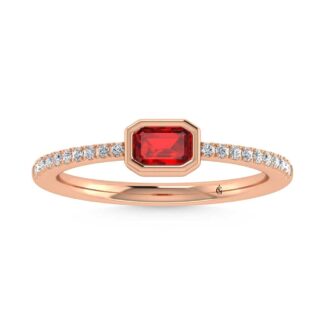 14K Rose Gold Diamond 3/8 Ct.Tw. And Ruby Ring