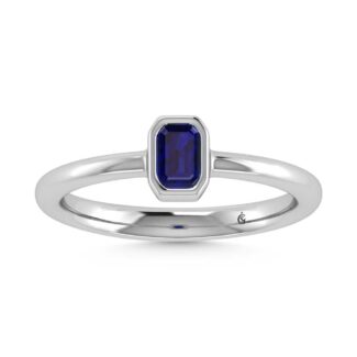 14K White Gold Diamond 1/3 Ct.Tw. And Blue Sapphire Fashion Ring