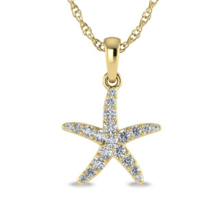 14K Yellow Gold Diamond 1/4 Ct.Tw. Starfish Pendant