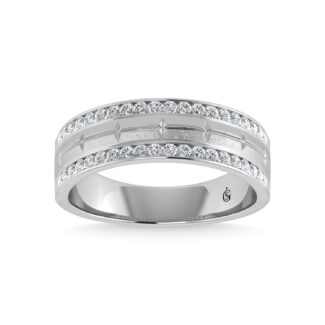 14K White Gold Diamond 1/2 Ct.Tw. Men�s Machine Band