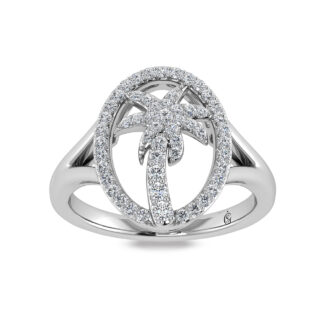 14K White Gold Diamond 1/3 Ct.Tw. Palm Tree Ring