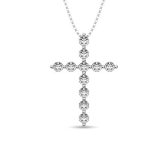 Diamond 1 Ct.Tw. Cross Pendant in 14K White Gold