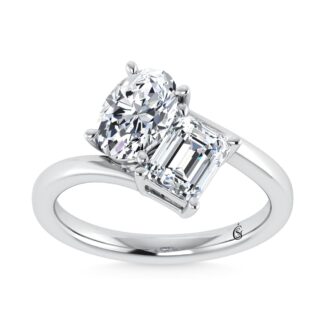 14K White Gold Lab Grown Diamond 2 Ct.Tw. Two Stone Ring