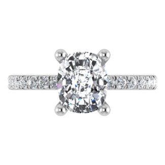 14K White Gold Labgrown Diamond 2 3/8 Ct.Tw. IGI Certified Elongated Cushion Engagement Ring (Center 2CT)