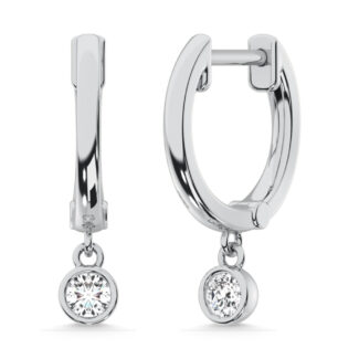 10K White Gold Lab Grown Diamond 1/4 Ct.Tw. Round Shape Hoop Earrings