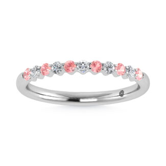 14K White Gold Lab Grown Alternate Pink And White Diamond 1/4 Ct.Tw. Stackable Band