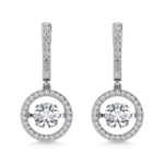 14K White Gold Lab Grown Diamond 1 7/8 Ct.Tw. Round Shape Shimmering Earrings (Center 3/4 ctw)