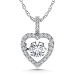 14K White Gold Lab Grown Diamond 1 3/4 Ct.Tw. Heart Shape Shimmering Pendant (Center 1 1/2 ctw)