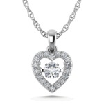 10K White Gold Lab Grown Diamond 1/3 Ct.Tw. Heart Shape Halo Pendant