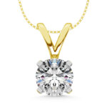 14K Yellow Gold Lab Grown Diamond 1/6 Ct.Tw. Non certified CVD VS1+ G+ Solitaire Pendant (Available in 0.10ctw to 2ctw)
