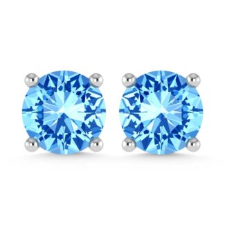 IGI Certified 14K White Gold Lab Grown Blue Diamond 3 Ct.Tw. Stud Earrings