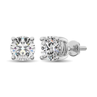14K White Gold Lab Grown Diamond 1 Ct.Tw. Non certified CVD VS1+ G+ Solitaire Studs (Available in 0.10ctw to 4ctw)