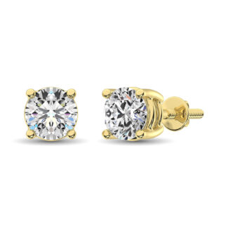 14K Yellow Gold Lab Grown Diamond 3/4 Ct.Tw. Non certified CVD VS1+ G+ Solitaire Studs (Available in 0.10ctw to 4ctw)