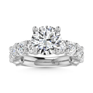 14K White Gold Lab Grown Diamond 12 1/3 Ct.Tw. Round Shape Shape Three Forth Engagement Ring With Center 7 ctw