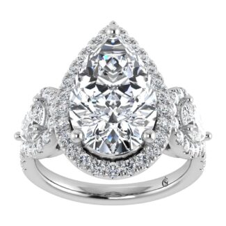 14K White Gold Lab Grown Diamond 5 1/4 Ct.Tw. Engagement Ring (Center Pear)