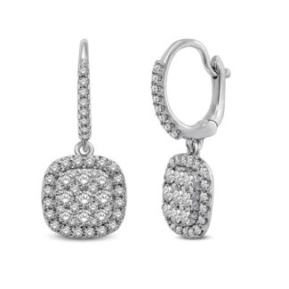 14K White Gold  1 1/2 Ct.tw Diamond Drop Earrings