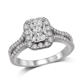 Lovecuts 14K White Gold 9/10 Ct.Tw. Diamond Engagement Ring