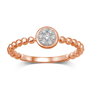 14K Rose Gold 1/10 Ct.tw Diamond Round Flower Ring