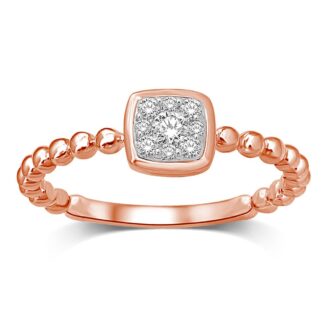 14K Rose Gold 1/10 Ct.tw Diamond Square Flower Ring