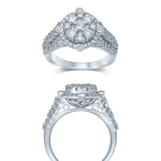14K White Gold 1 1/2 Ct.tw Invisible Diamond Engagement Ring
