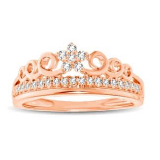 10K Rose Gold 1/5 Ct.tw Diamond Flower Ring
