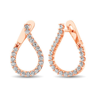 14K Rose Gold Diamond 4 Ct.Tw. Hoop Earrings