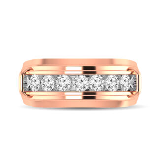 10K Rose Gold 1/4 Ct.tw Round Cut Diamond Men�s Wedding Band
